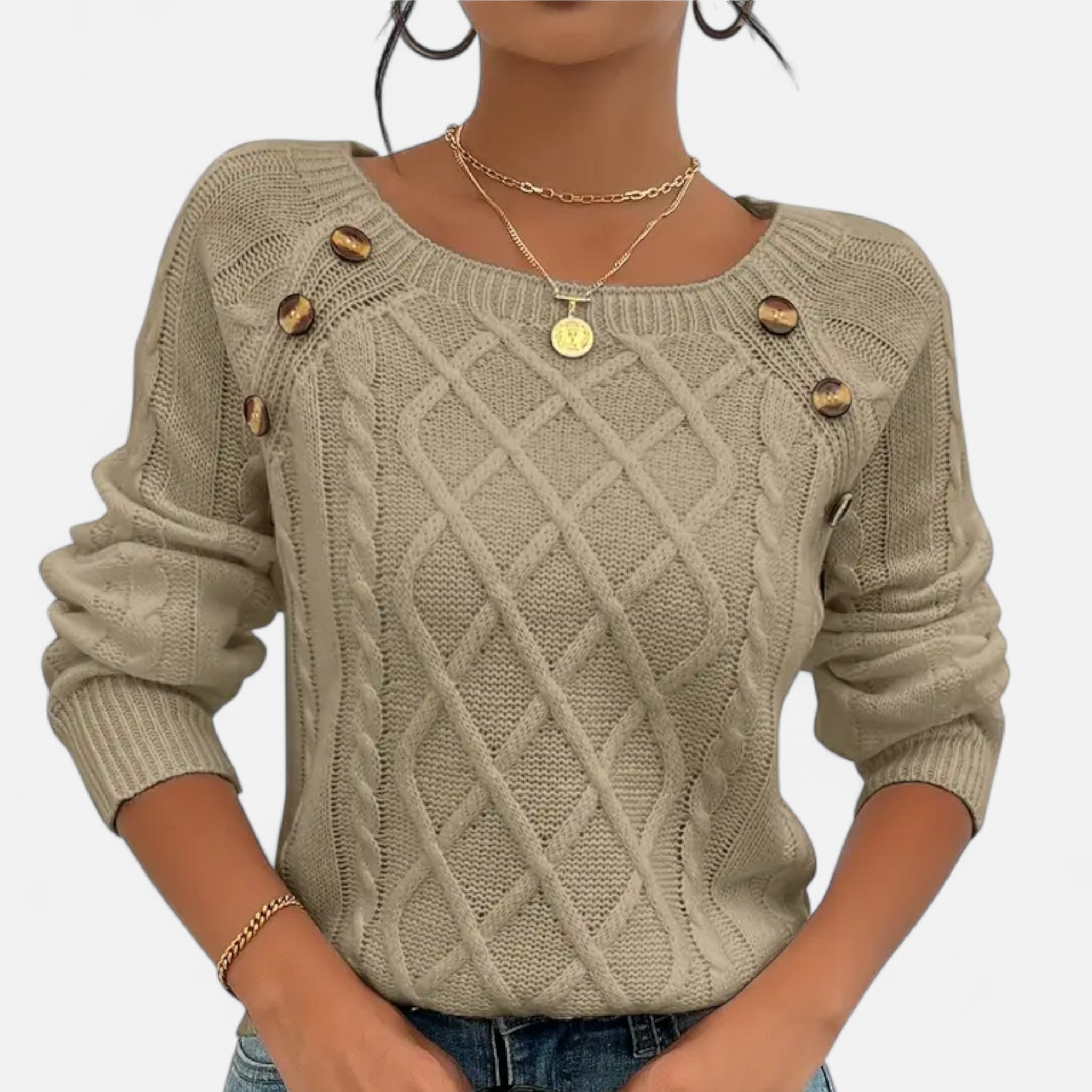 Savora Mode | Women’s Square Neck Cable Knit Sweater