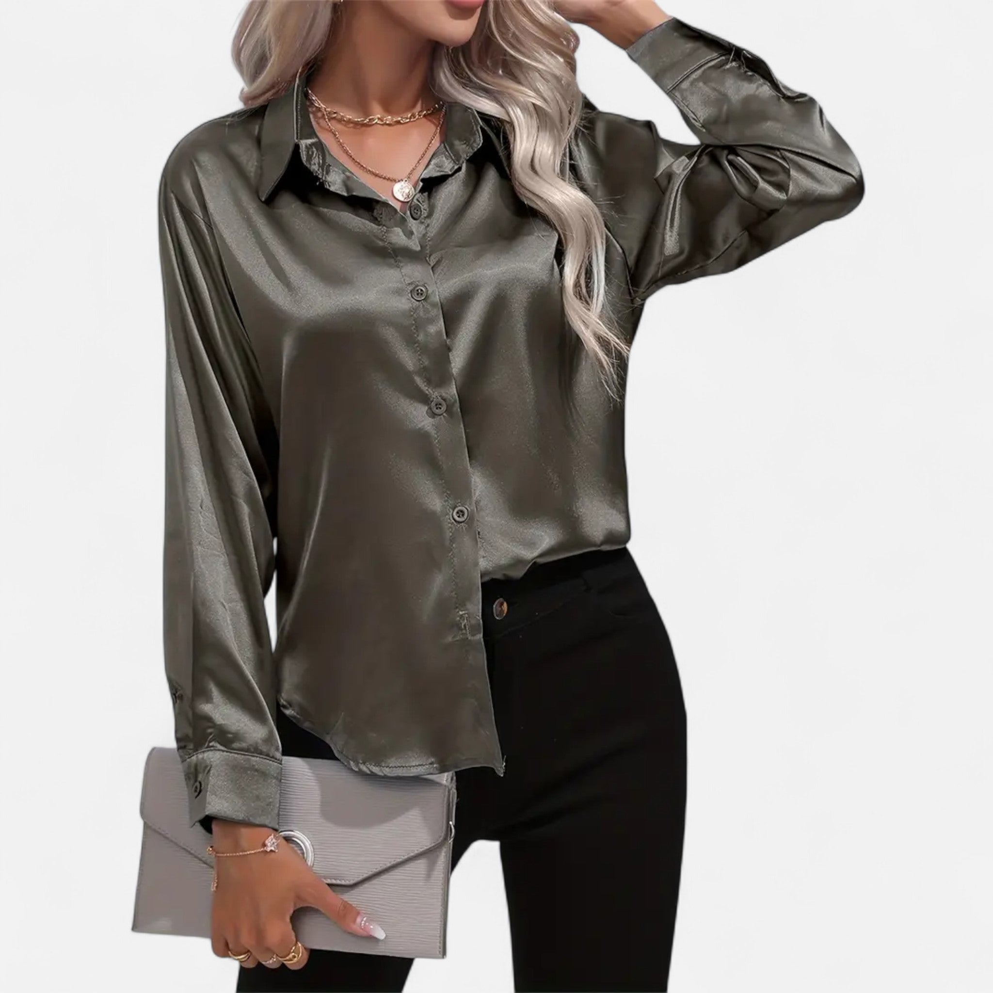 Savora Mode | Women’s Long Sleeve Satin Shirt