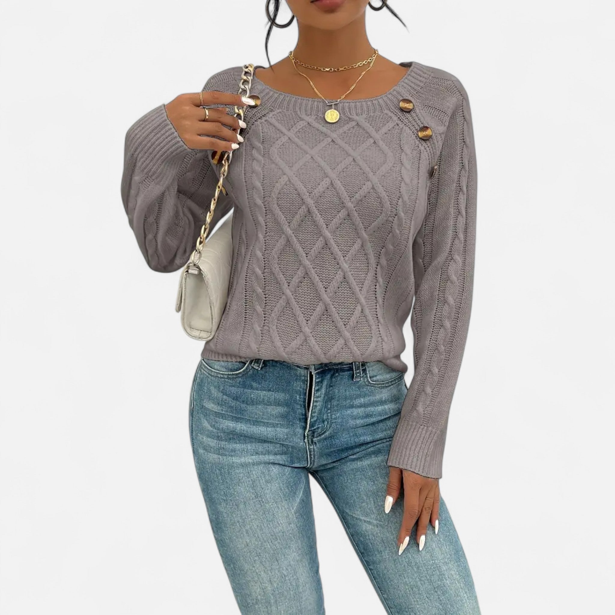 Savora Mode | Women’s Square Neck Cable Knit Sweater