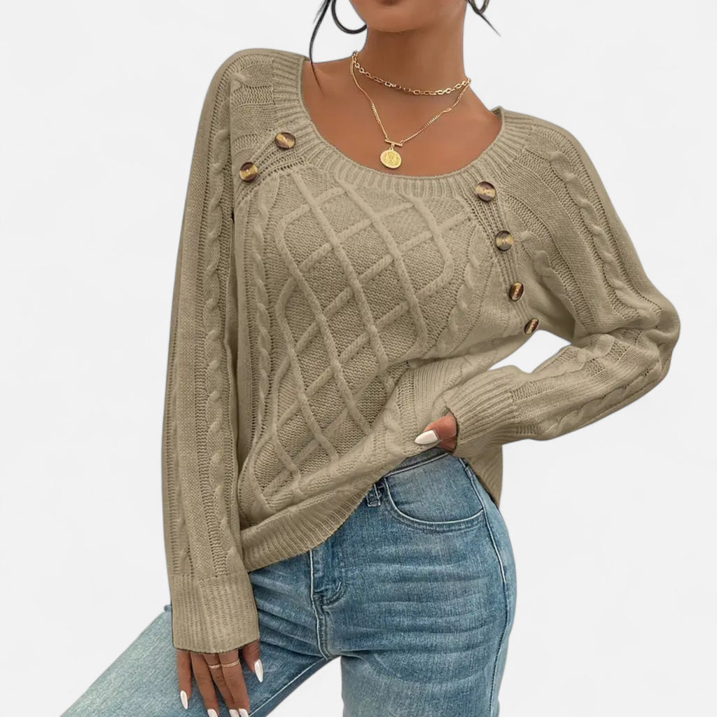 Savora Mode | Women’s Square Neck Cable Knit Sweater