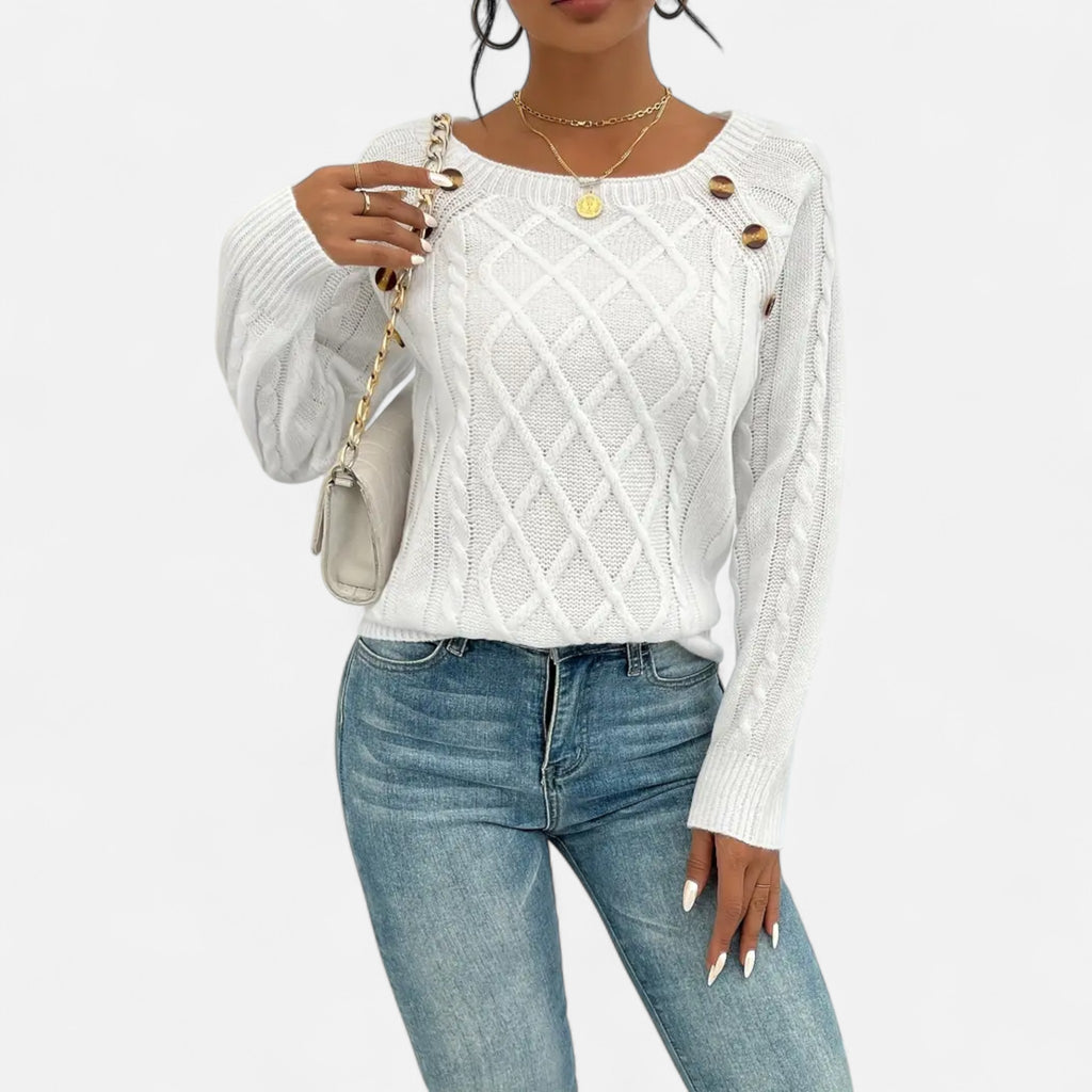 Savora Mode | Women’s Square Neck Cable Knit Sweater