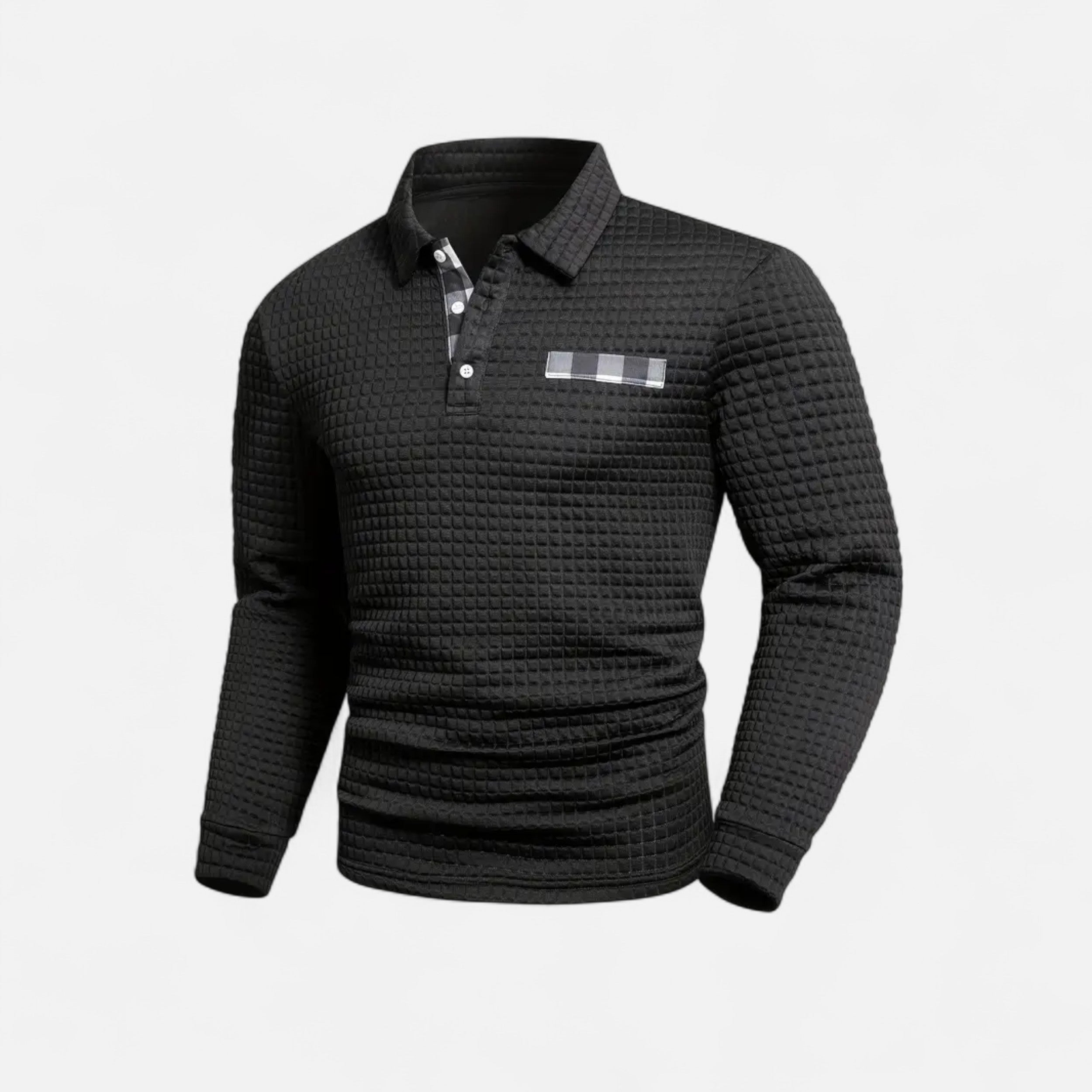 Savora Mode | Men's Casual Thick Knit Button-Up Shirt - Digital Print Grid