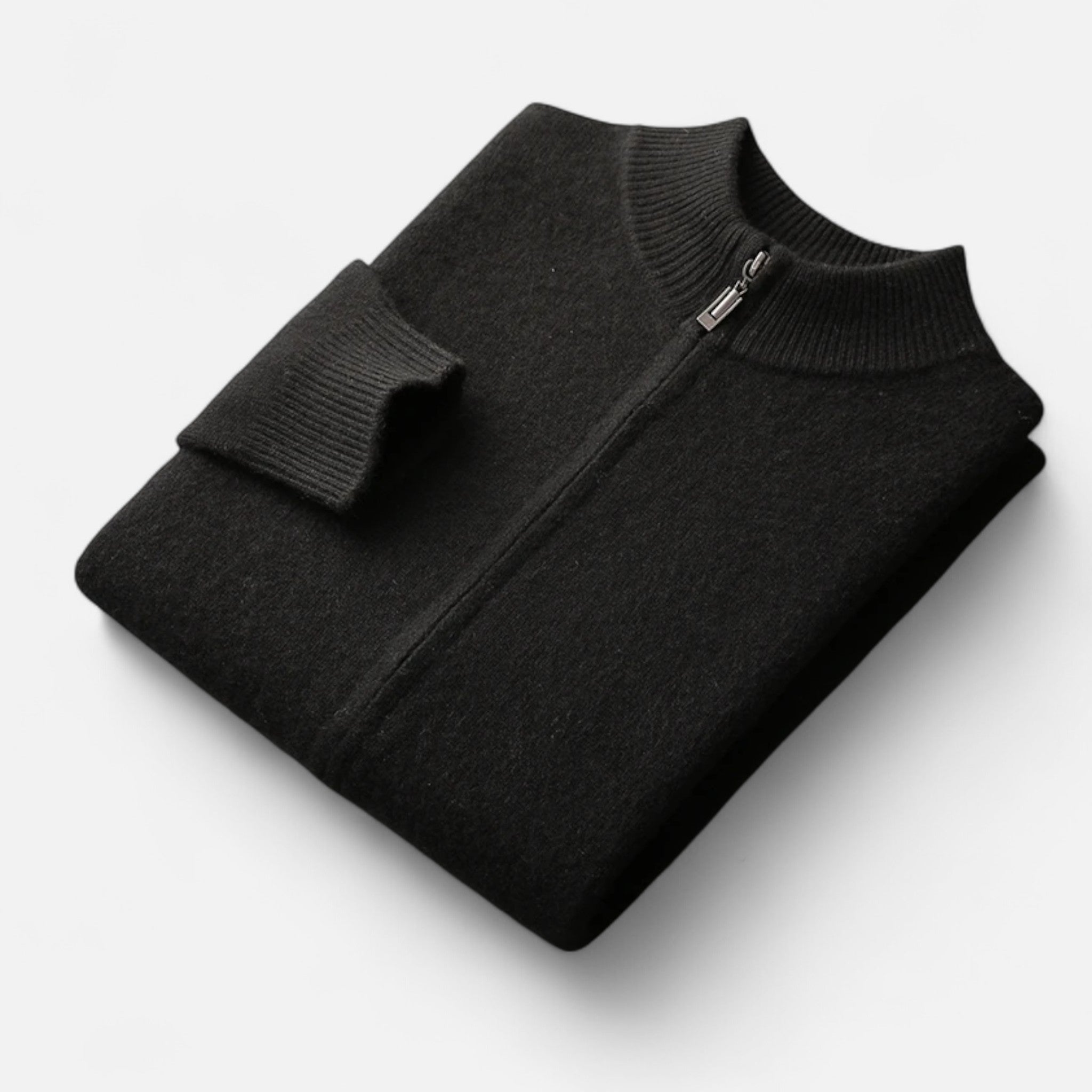 Savora Mode | Men’s Merino Wool Cardigan – Mock Collar