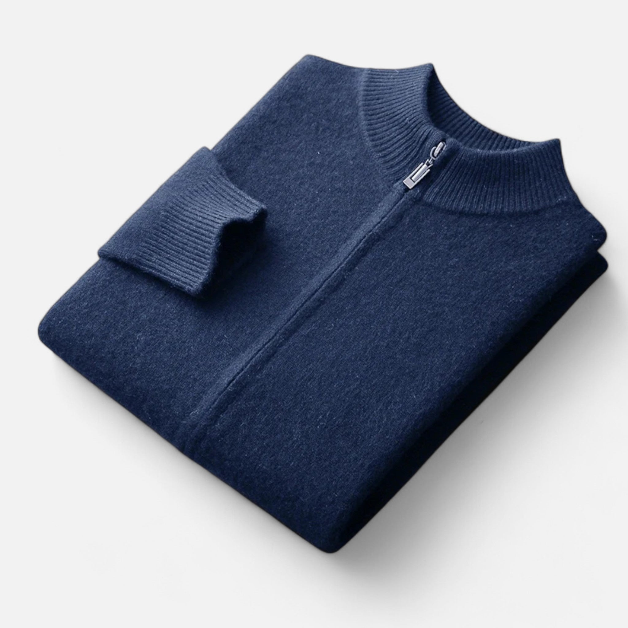 Savora Mode | Men’s Merino Wool Cardigan – Mock Collar
