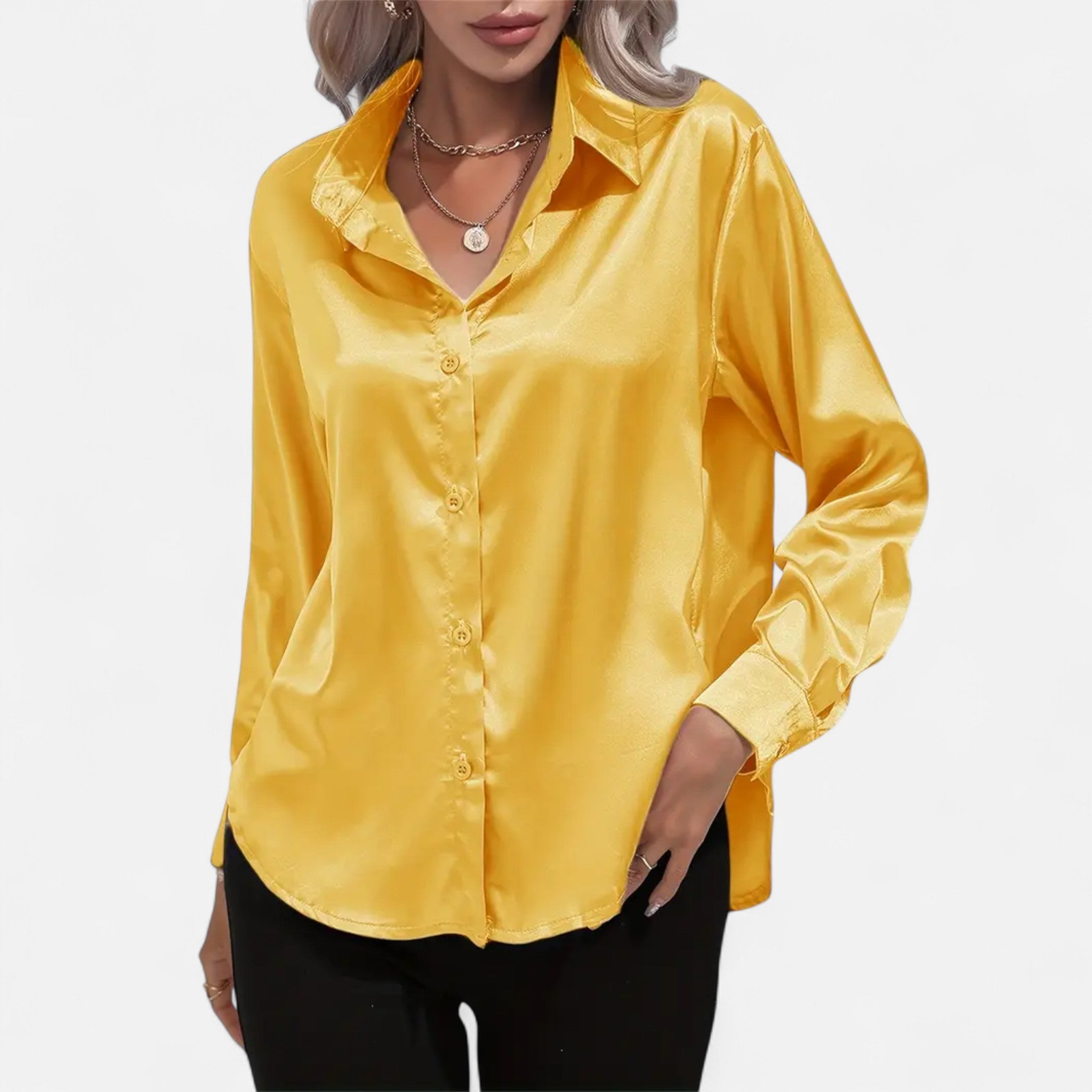 Savora Mode | Women’s Long Sleeve Satin Shirt