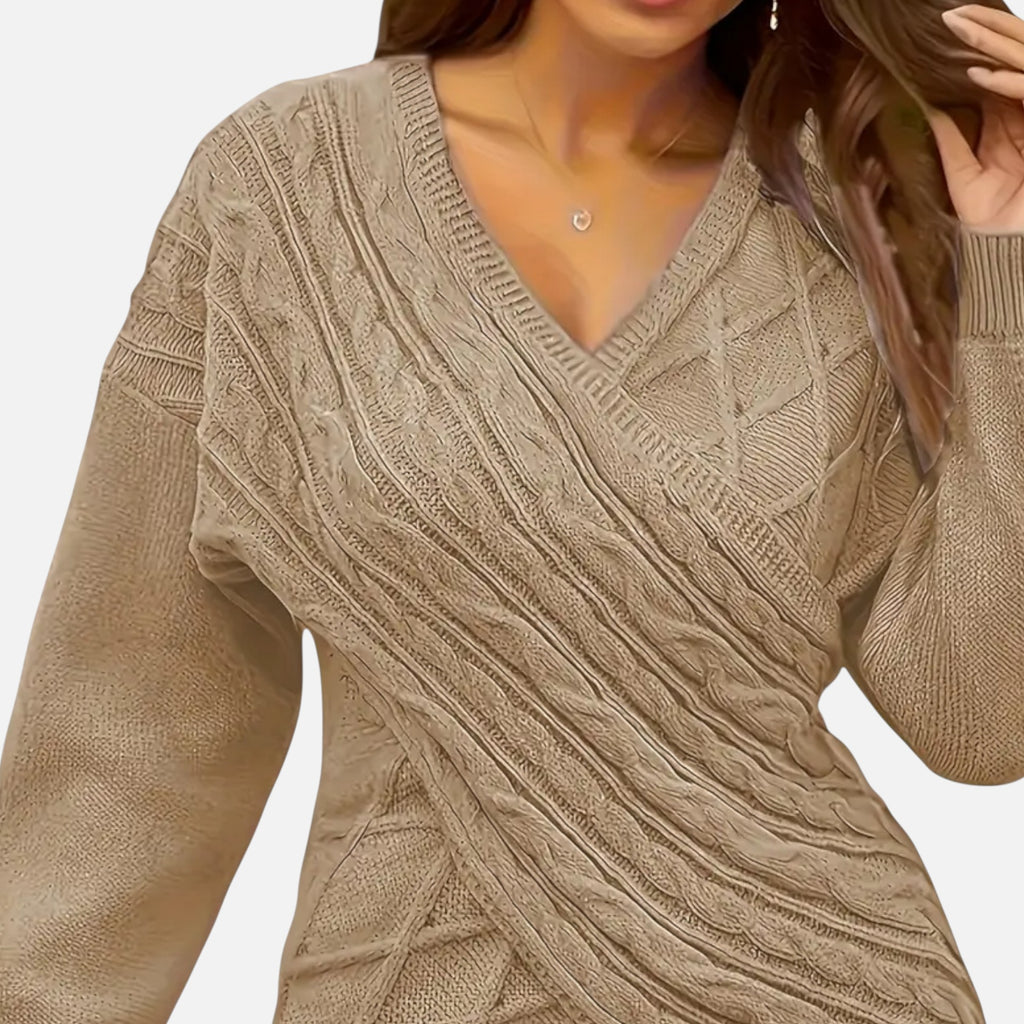 Savora Mode | Women’s Plus Size Cable Knit Wrap Sweater