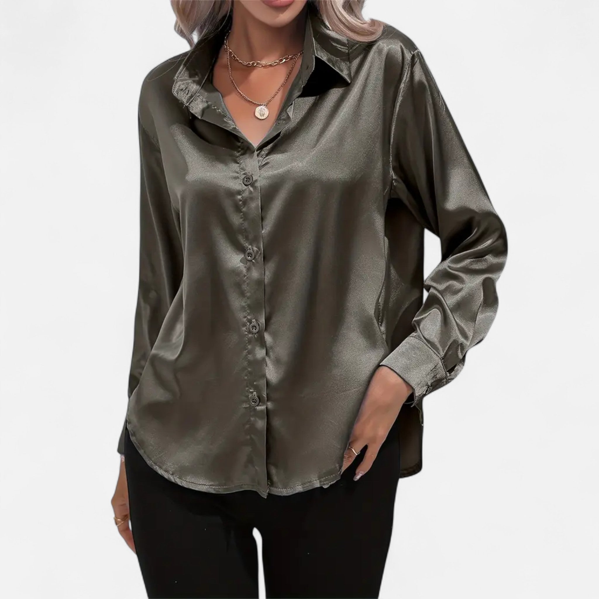 Savora Mode | Women’s Long Sleeve Satin Shirt
