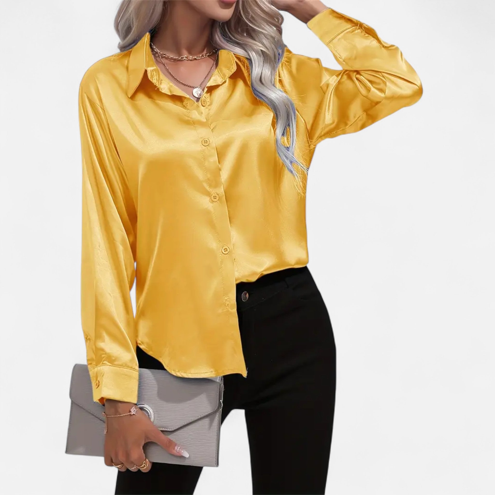 Savora Mode | Women’s Long Sleeve Satin Shirt