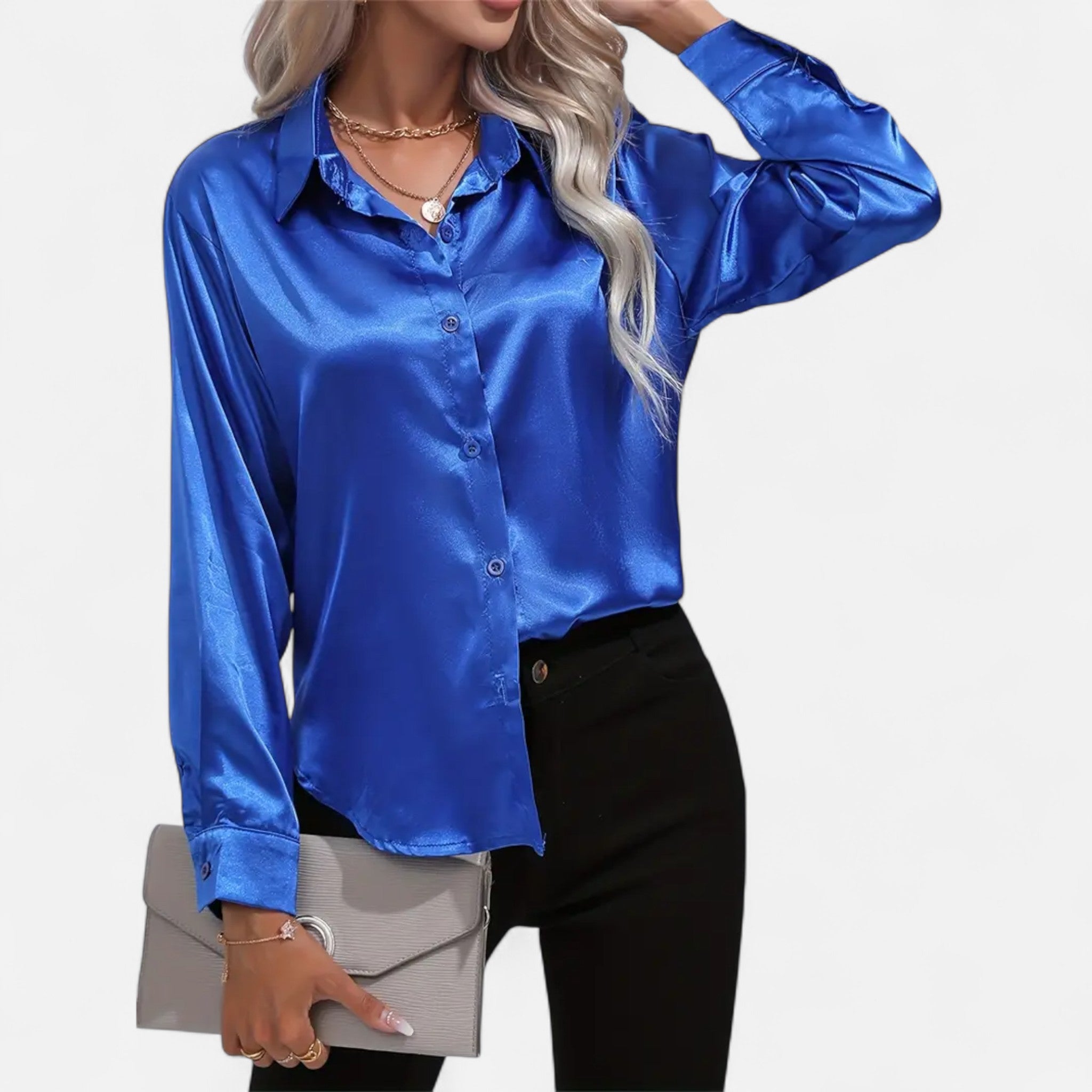 Savora Mode | Women’s Long Sleeve Satin Shirt