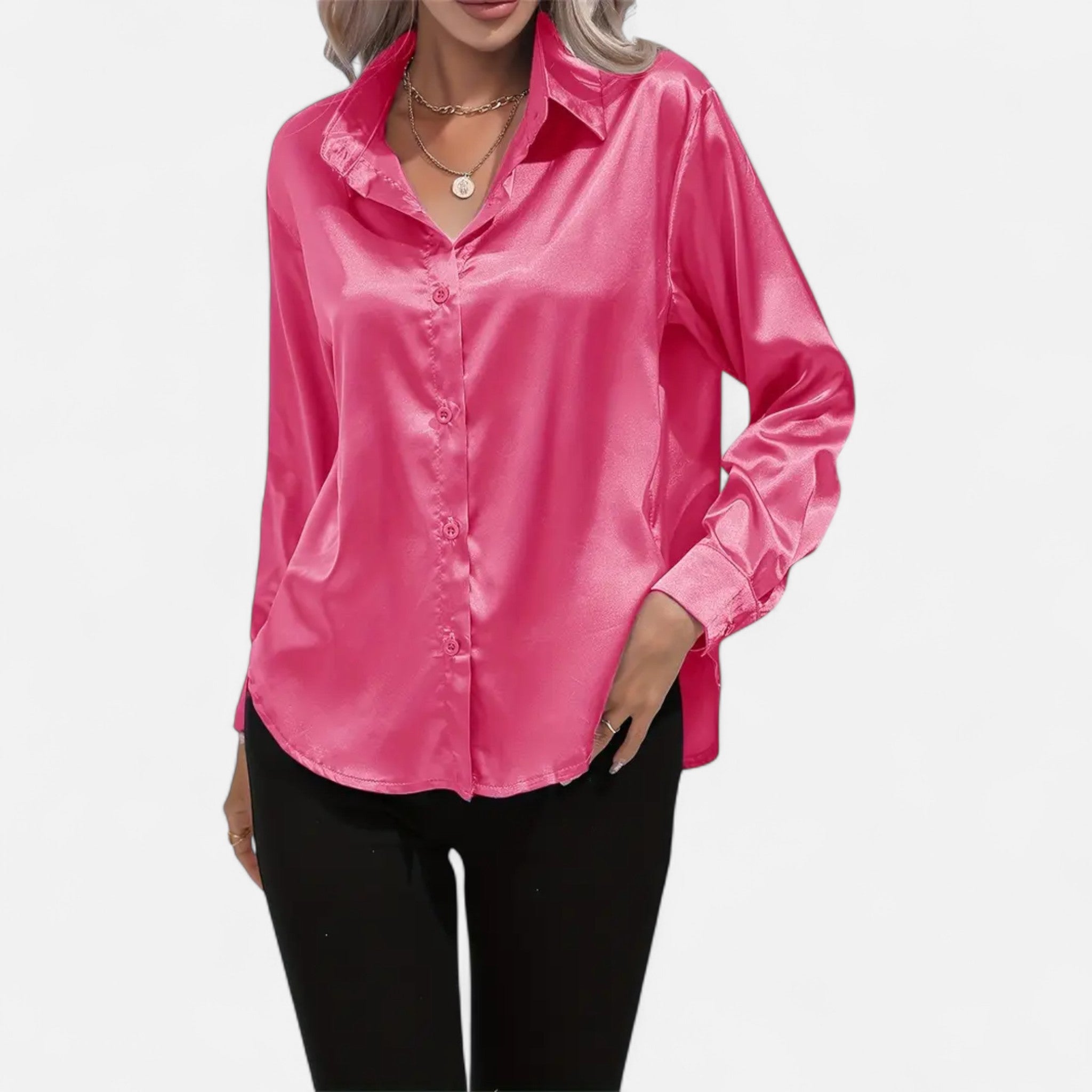 Savora Mode | Women’s Long Sleeve Satin Shirt