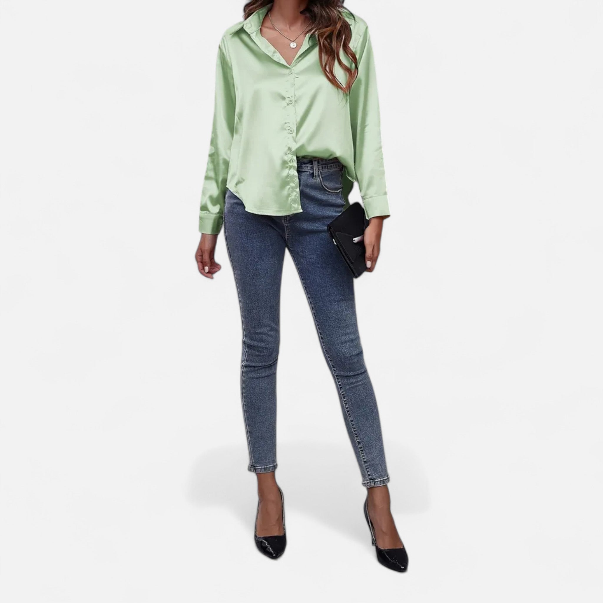 Savora Mode | Women’s Satin Long Sleeve Shirt
