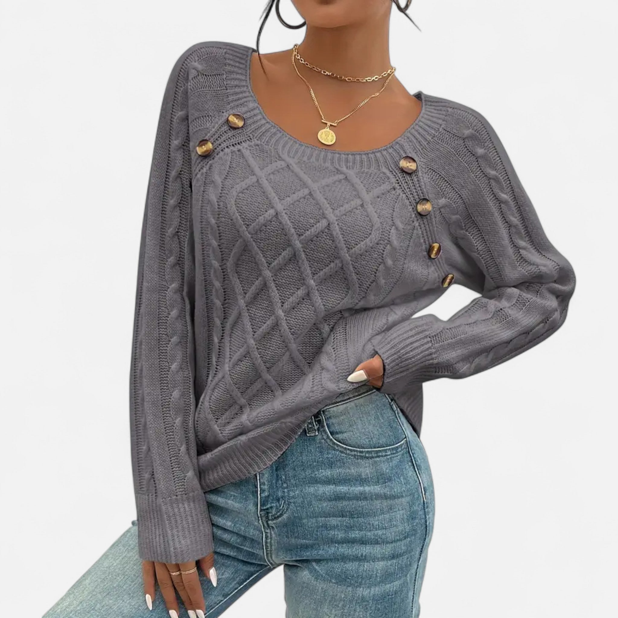 Savora Mode | Women’s Square Neck Cable Knit Sweater