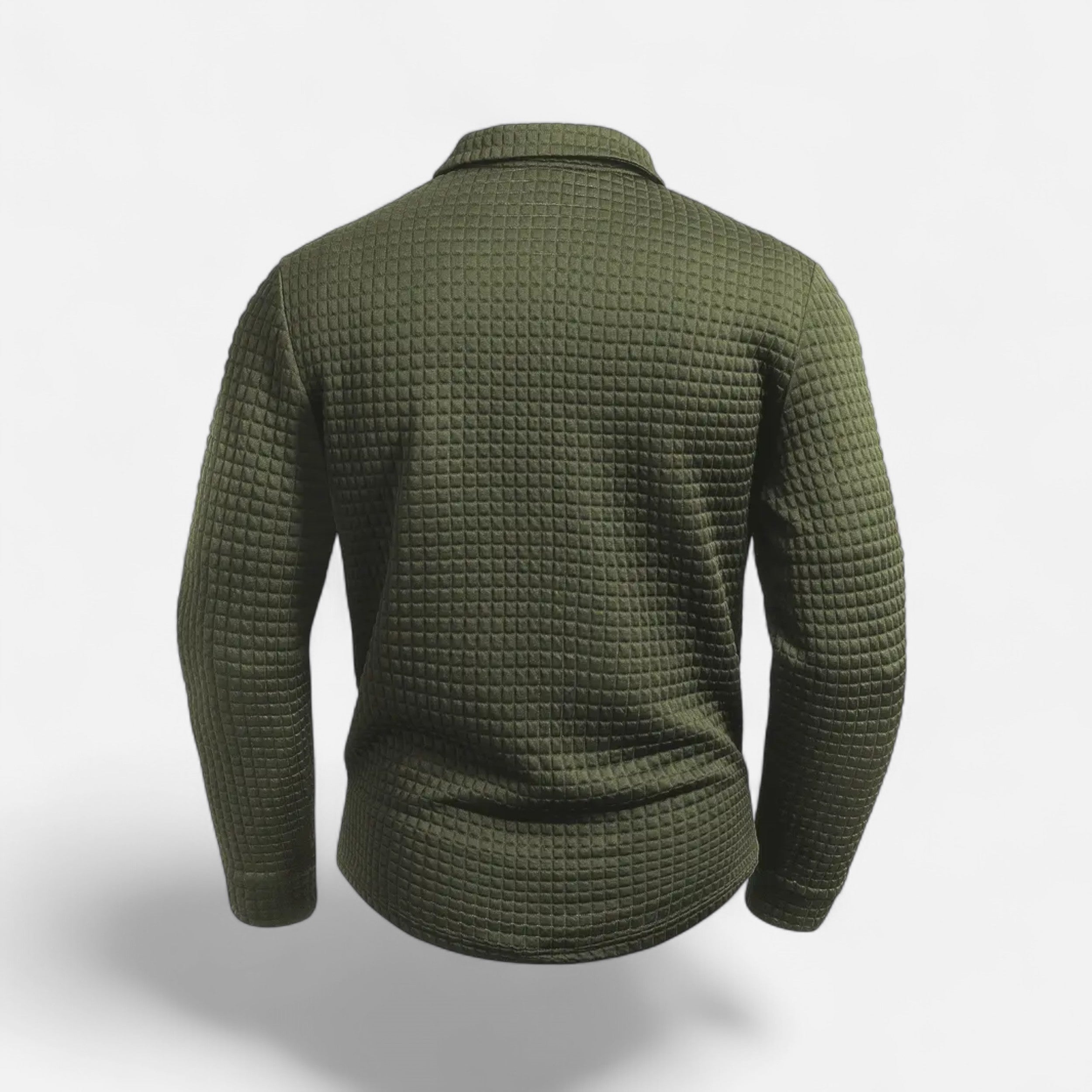 Savora Mode | Men's Casual Thick Knit Button-Up Shirt - Digital Print Grid