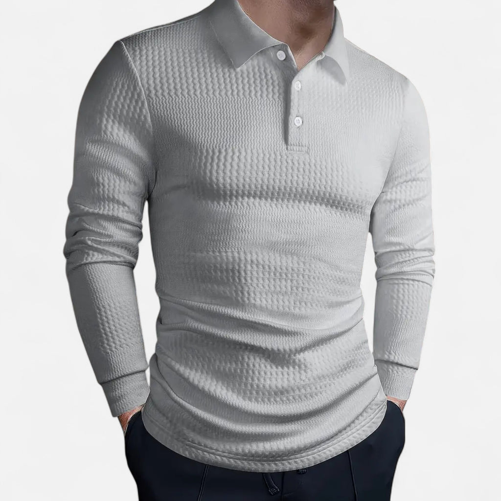 Savora Mode | Men's Solid Colour Jacquard Long Sleeve Lapel Shirt