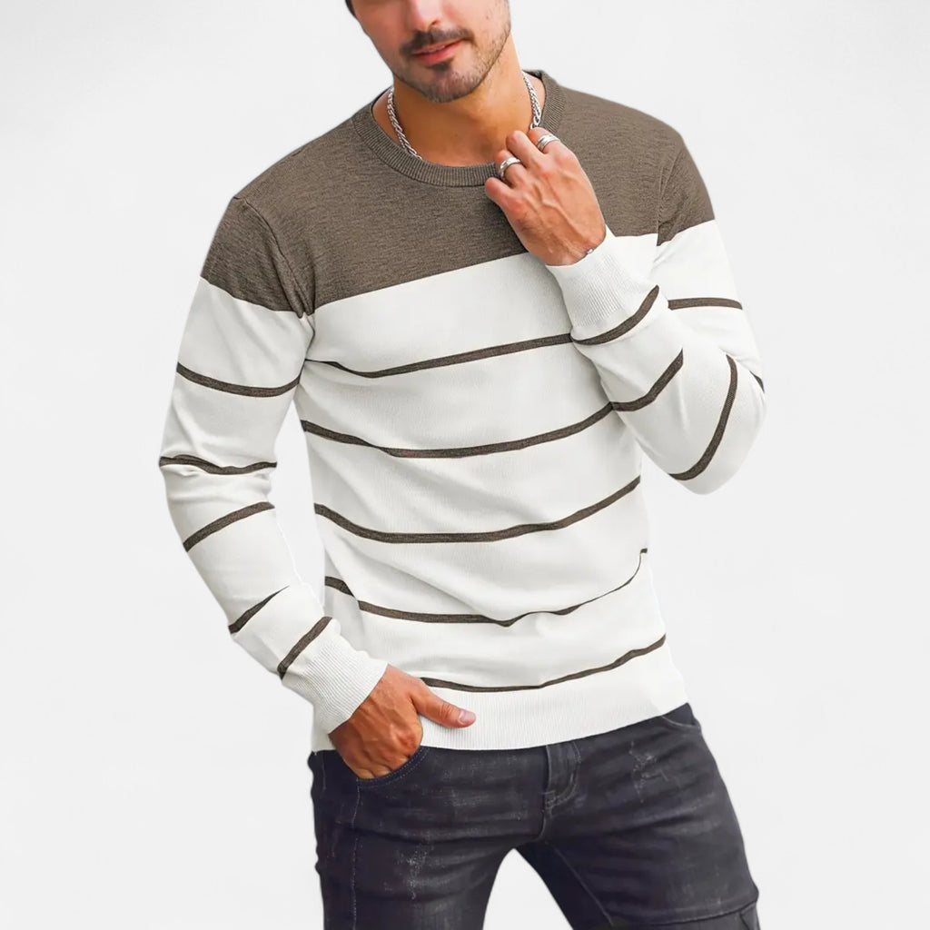 Savora Mode | Men's Casual Striped Knit Pullover Sweater