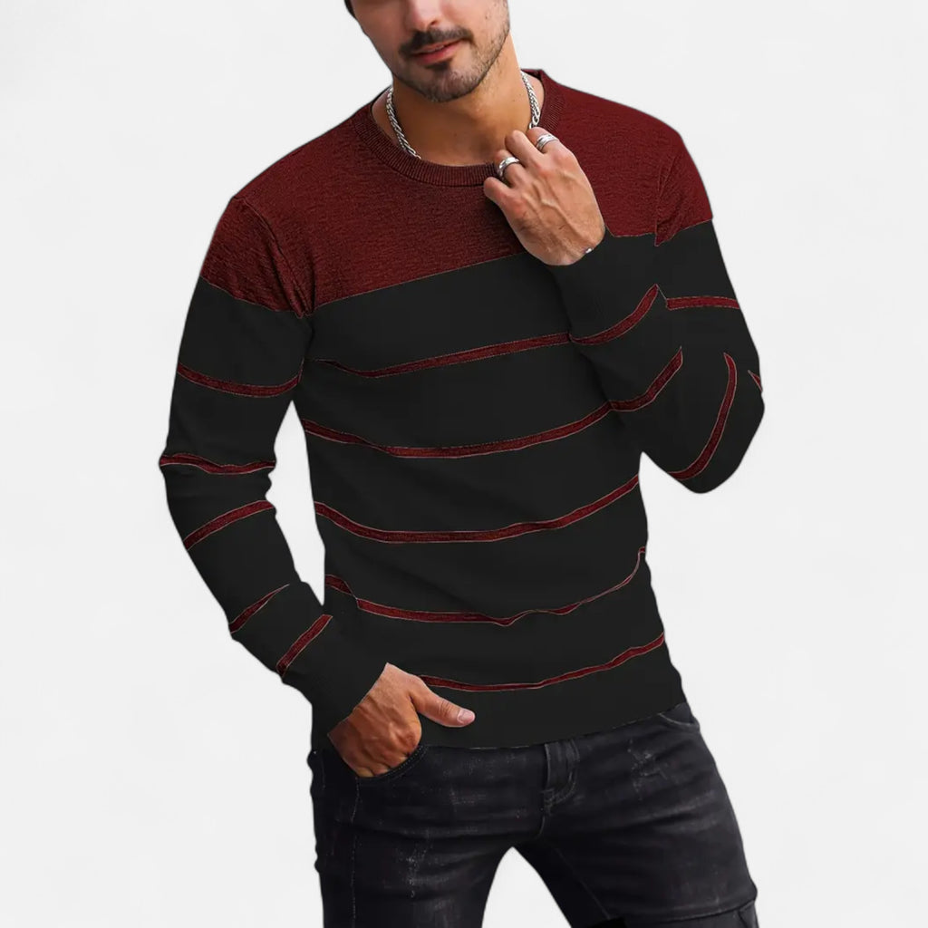 Savora Mode | Men's Casual Striped Knit Pullover Sweater