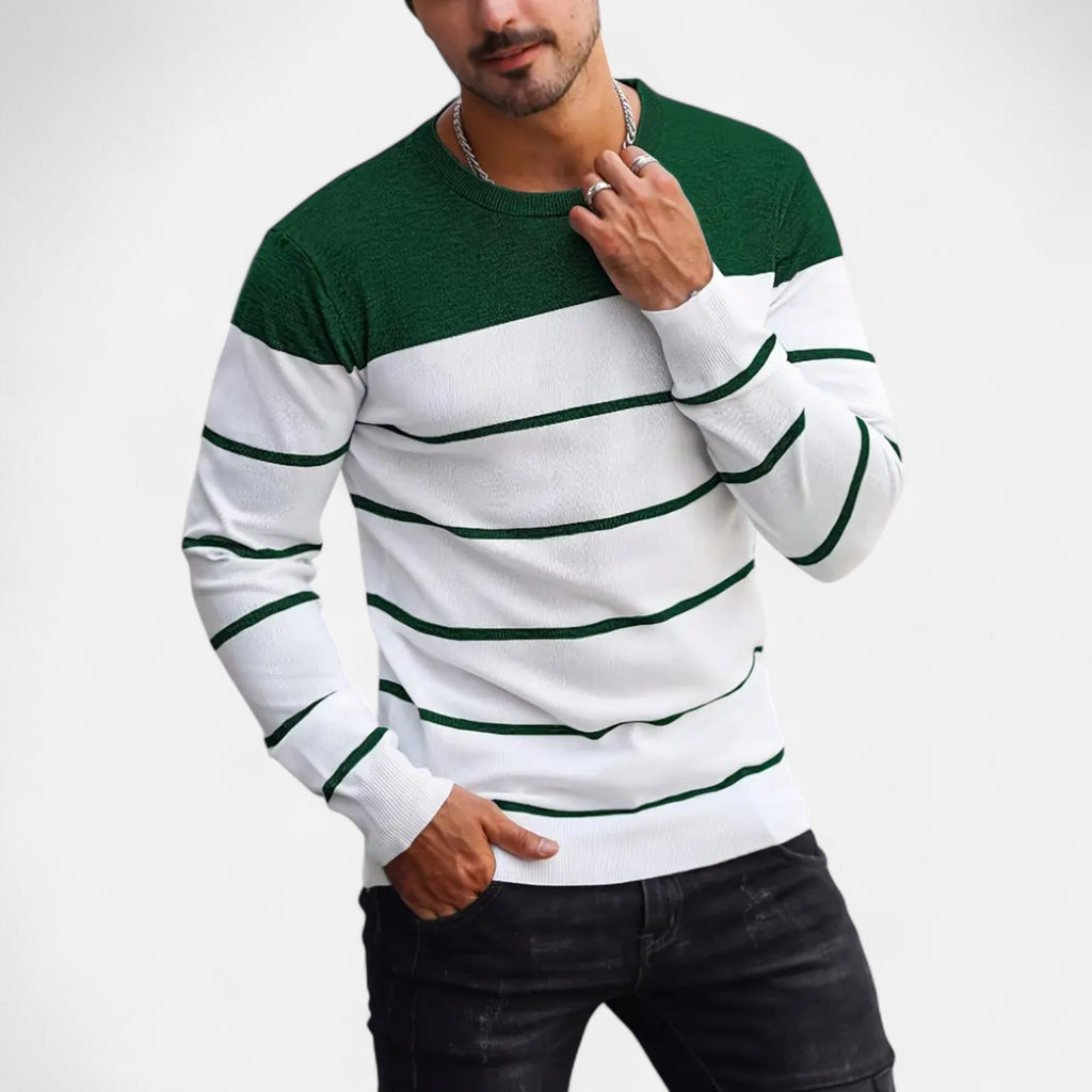 Savora Mode | Men's Casual Striped Knit Pullover Sweater