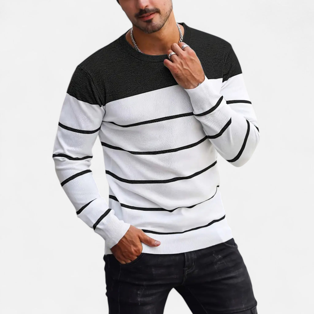 Savora Mode | Men's Casual Striped Knit Pullover Sweater