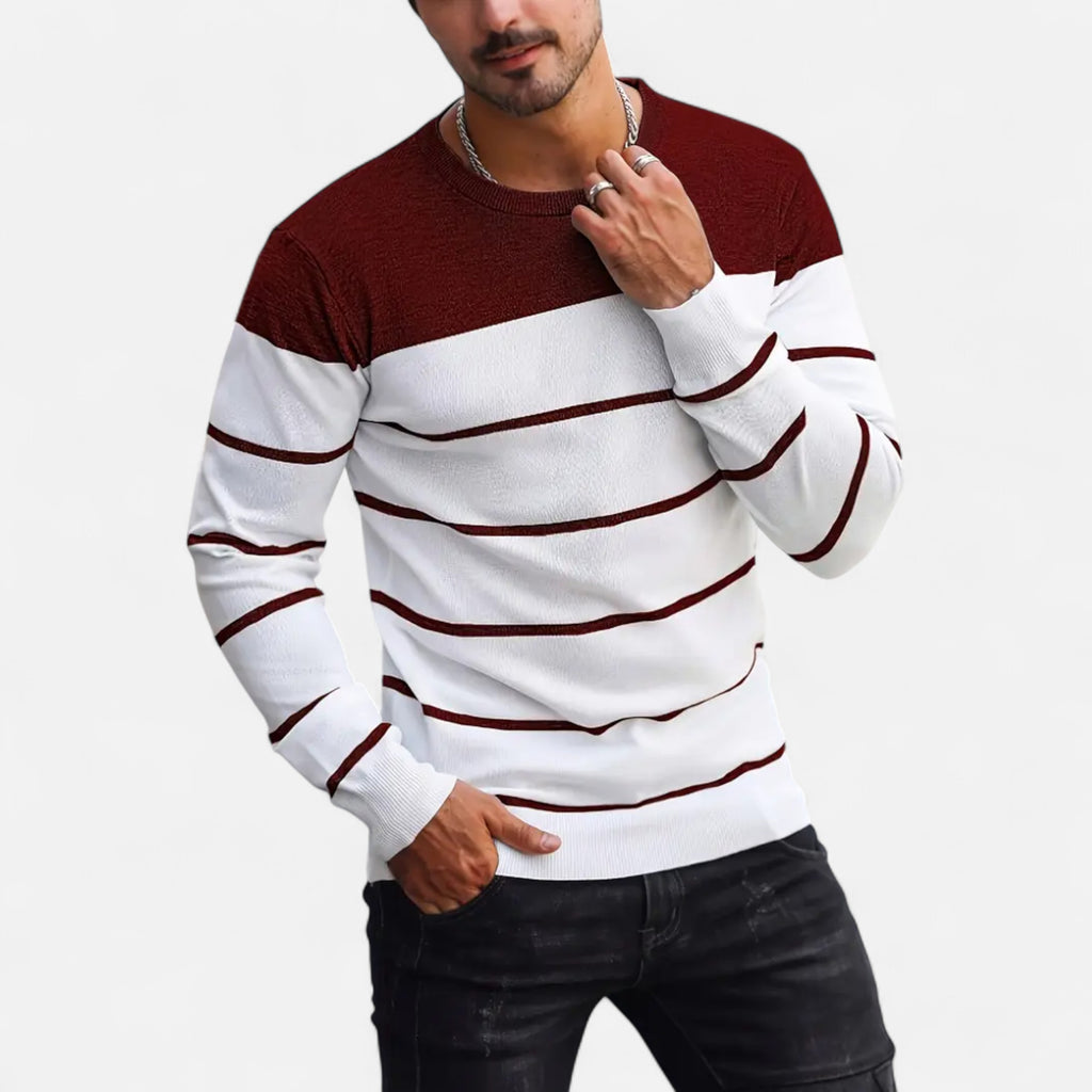 Savora Mode | Men's Casual Striped Knit Pullover Sweater