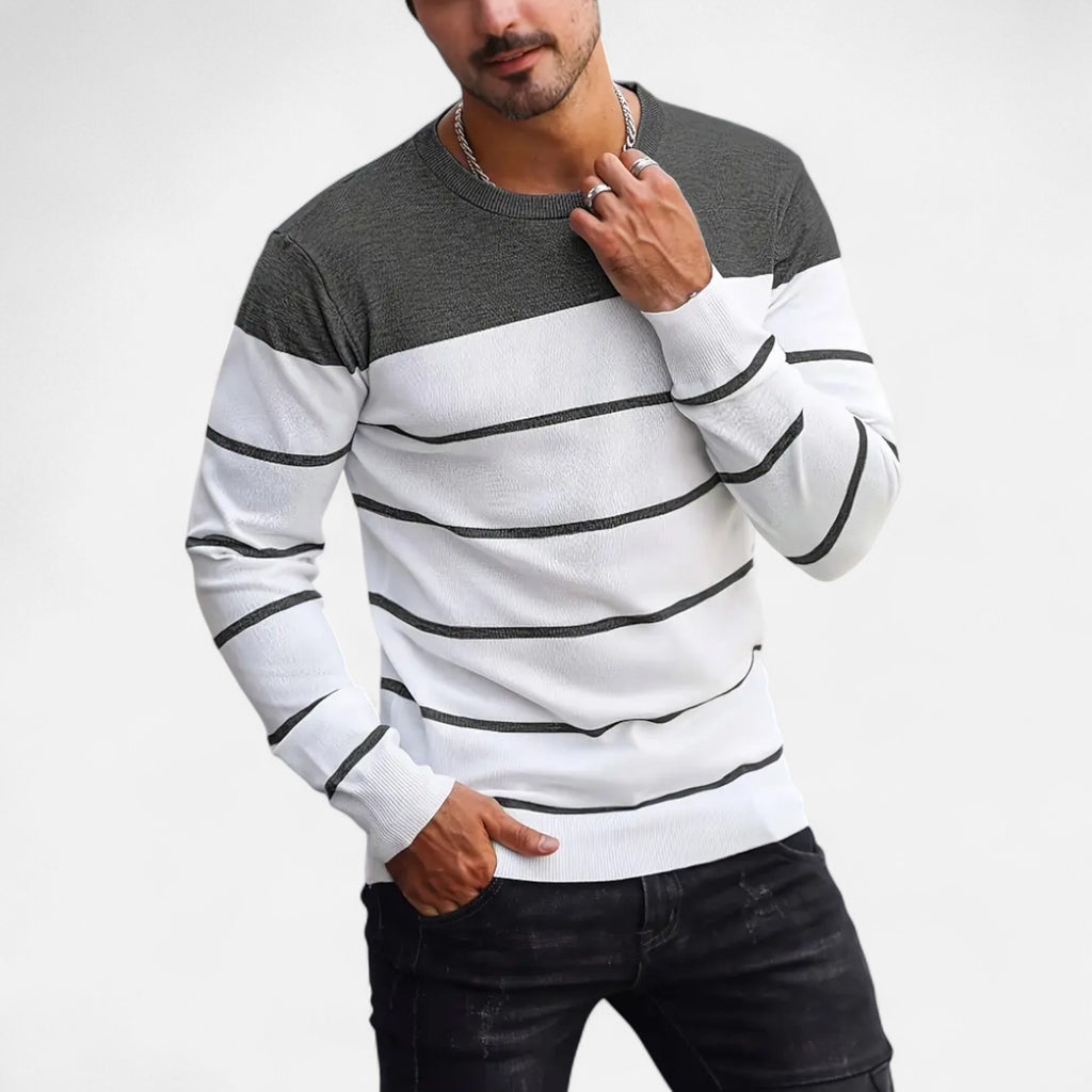 Savora Mode | Men's Casual Striped Knit Pullover Sweater