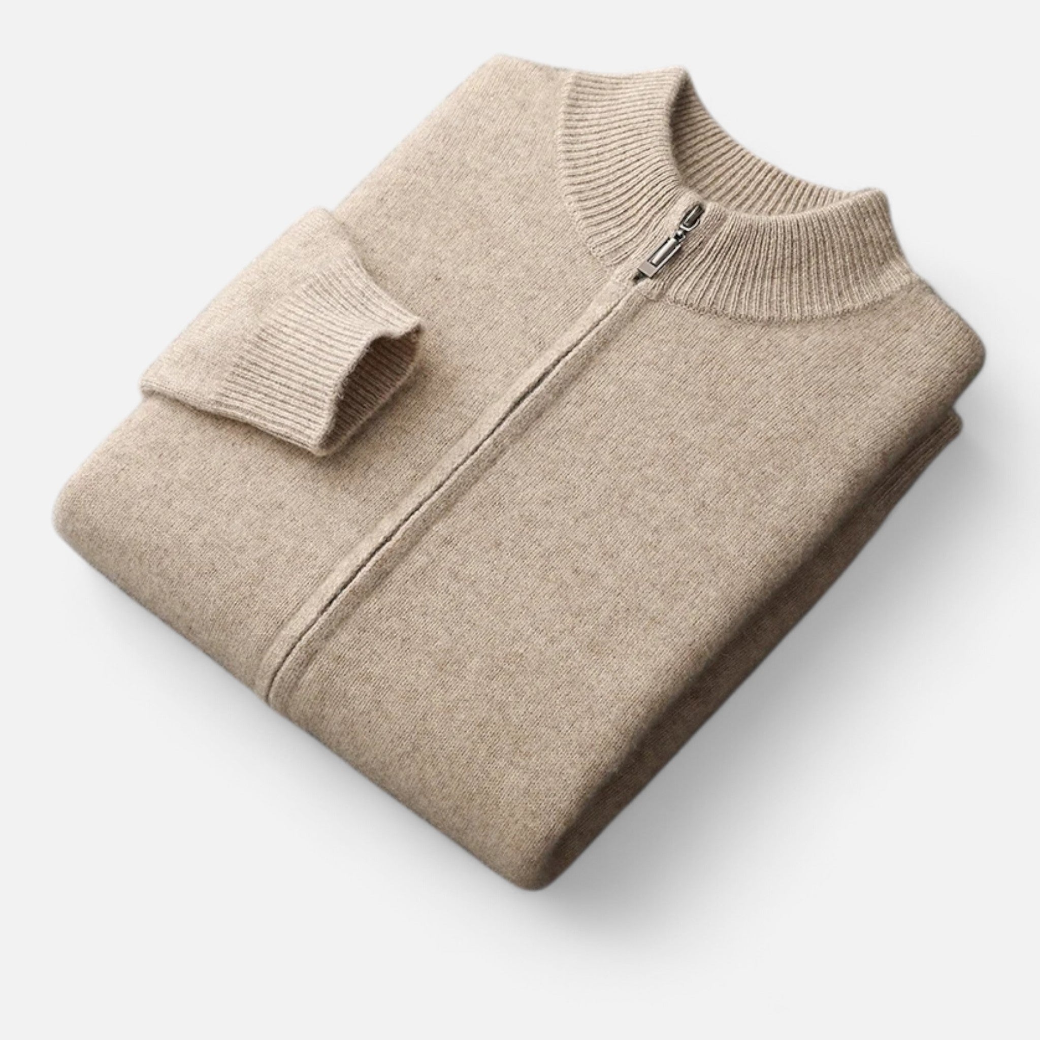 Savora Mode | Men’s Merino Wool Cardigan – Mock Collar