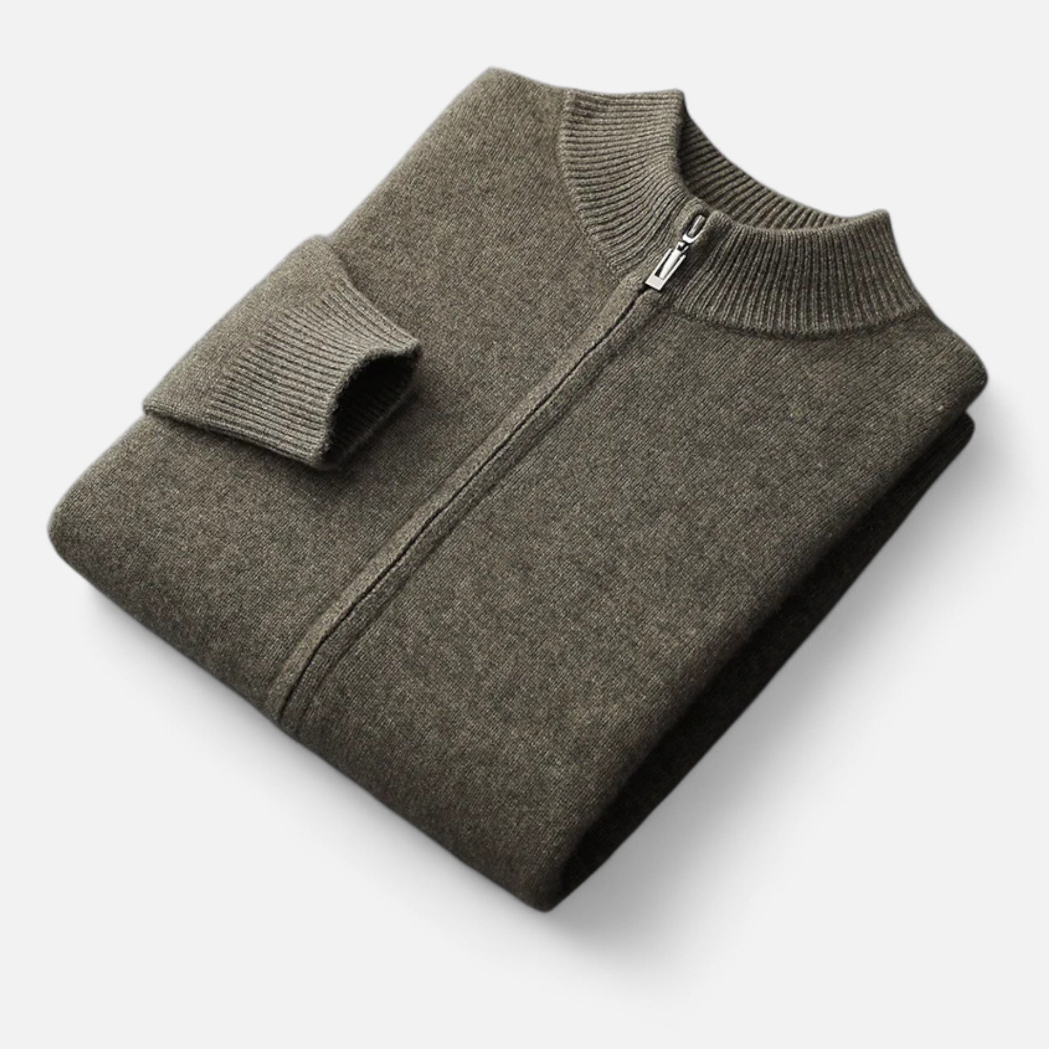 Savora Mode | Men’s Merino Wool Cardigan – Mock Collar